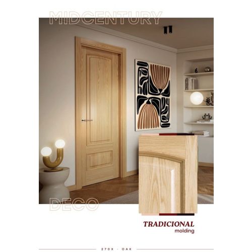 Classic collection door model 270X in Oak with Pistón handle in Polished Nickel.