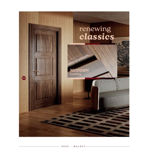 Classic collection door model 300X in Walnut with Spich handle in Polished Brass.