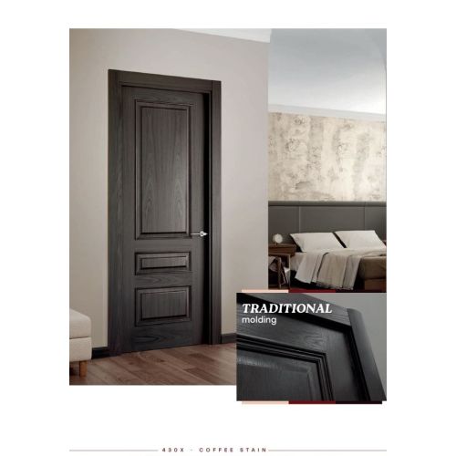 Classic collection door model 430X in Coffee Stain with Curvus handle in Polished Nickel.