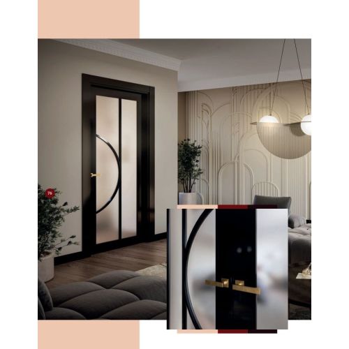 Lacquered collection door model 950VP22 in Dark HIGHGLOSS with Pyramid handle in Polished Brass.