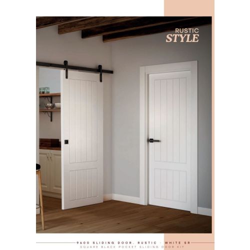 Lacquered collection door model 9600 in White SR with Medium handle in Black.