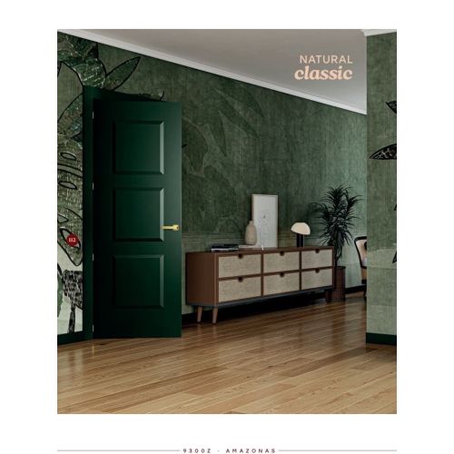 Lacquered collection door model 9300Z in Amazonas with Pyramid handle in Polished Brass.