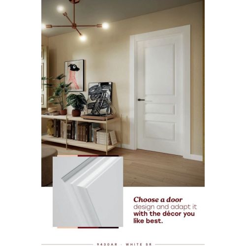 Lacquered collection door model 9430AR in White SR with Medium handle in Black.