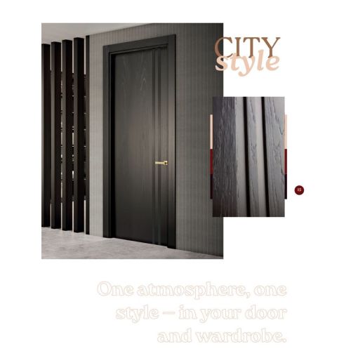 Live collection door model 50Z33 in Azabache Stain with Puzzle handle in Polished Chrome.