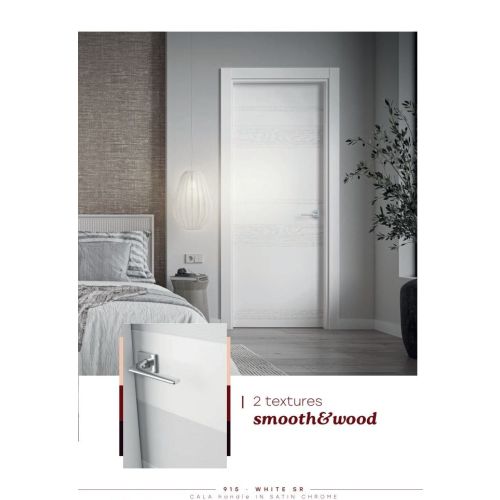 Live collection door model 915 in White SR with Cala handle in Satin Chrome.