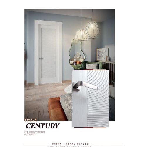Live collection door model D8099 in Pearl Glazed with Jump handle in Satin Chrome.