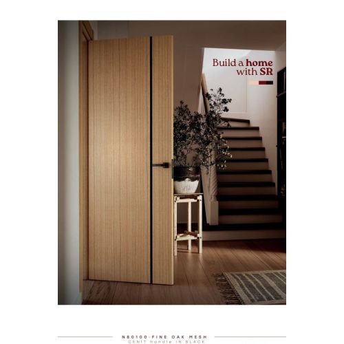 Live collection door model N80100 in Fine Oak Mesh with Cenit handle in Black.