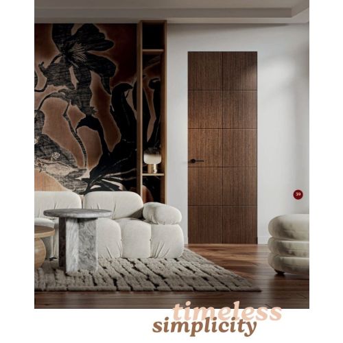 Live collection concealed frame door model D80104 in Wengué with Elegance handle in Black.