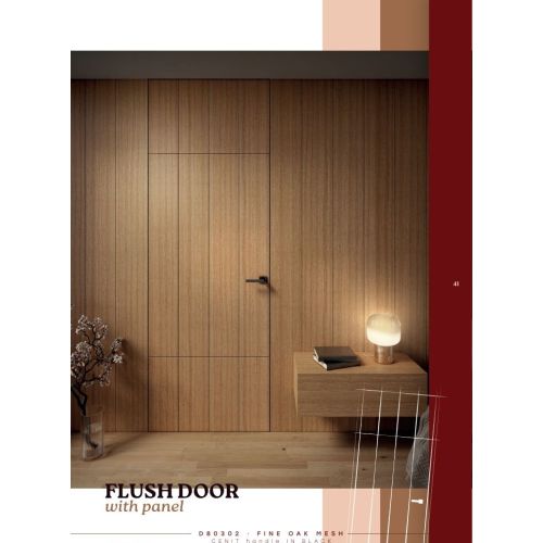 Live collection flush door model D80302 in Fine Oak Mesh with Cenit handle in Black.