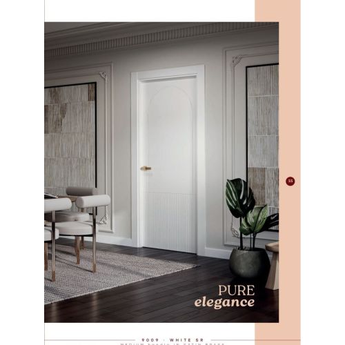 Live collection door model 9009 in White SR with Medium handle in Satin Brass.
