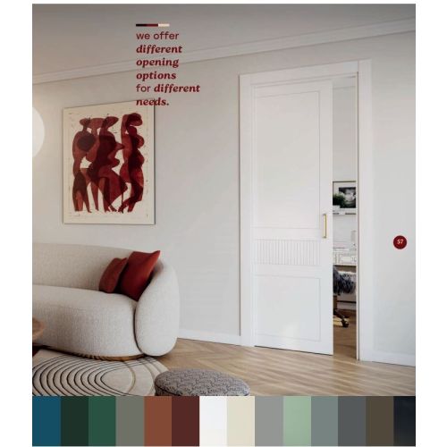 Live collection internal sliding door model 9026 in White SR with Strip pull handle in Polished Brass.