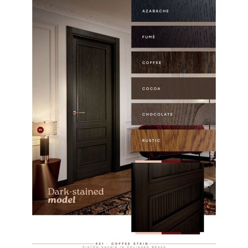 Live collection door model 431 in Coffee Stain with Pistón handle in Polished Brass.