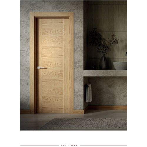 Minimal collection door model L61 in Oak with Cube handle in Stainless.