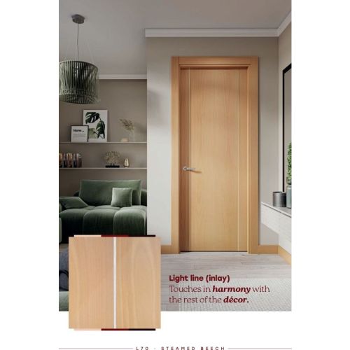 Minimal collection door model L70 in Steamed Beech with Radice handle in Satin Nickel.