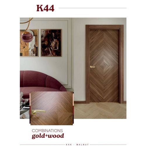 Minimal collection door model K44 with Medium handle in Polished Brass.