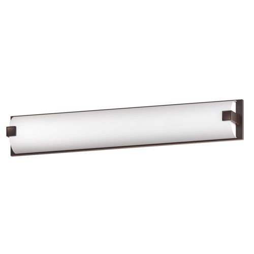 38"W SATIN NICKEL VANITY LIGHT WITH FROSTED ACRYLIC SHADE
